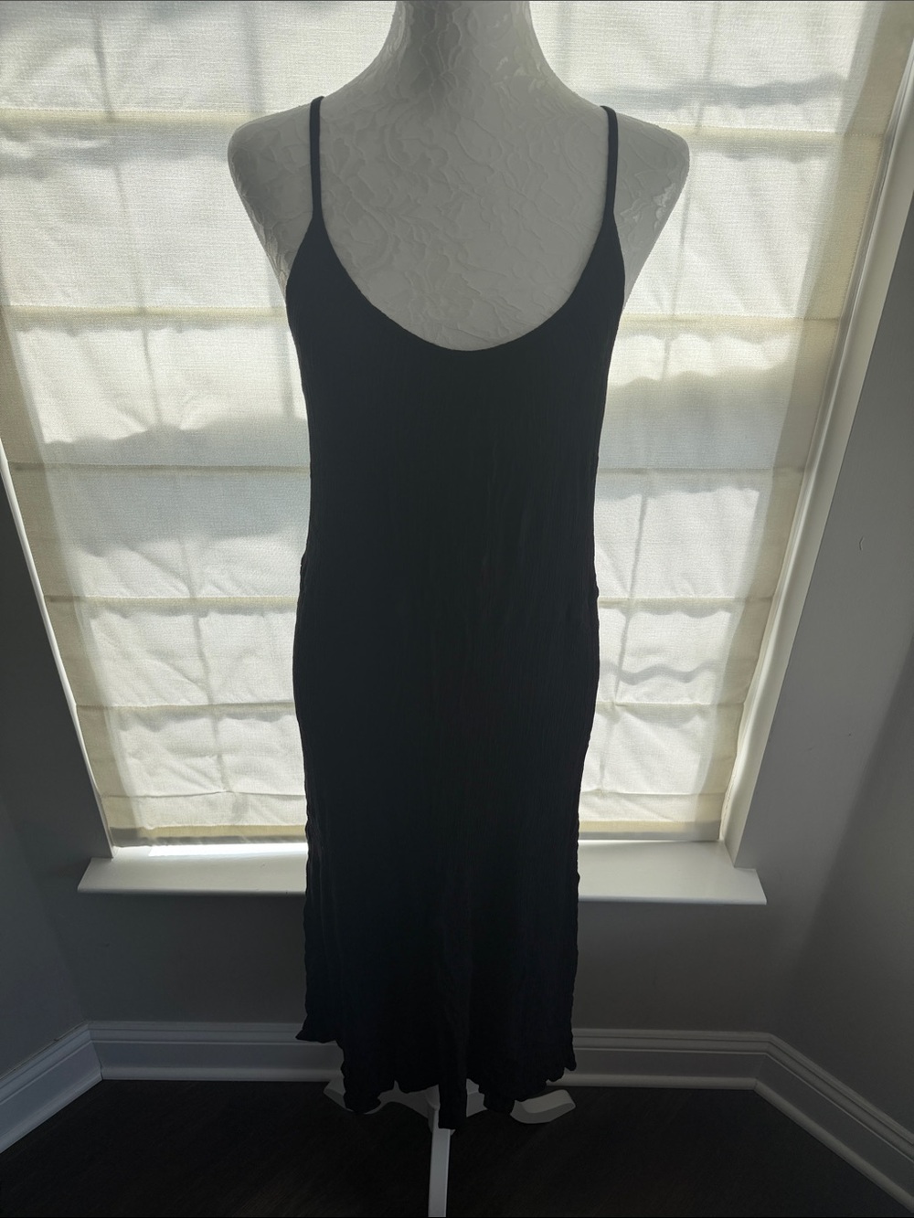Women's Black Spaghetti-Strap Slip Dress